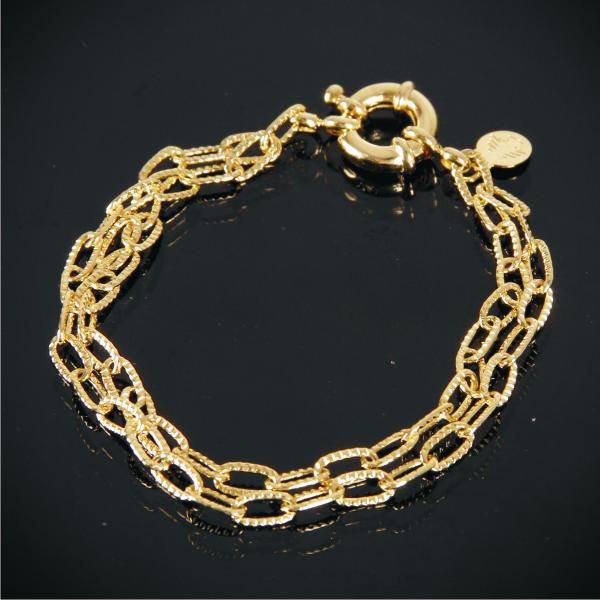 PULSEIRA DUPLA TRABALHADA DOURADA