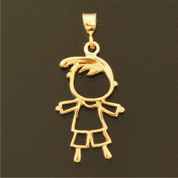 PINGENTE MENINO VAZADO DOURADO OURO 18K