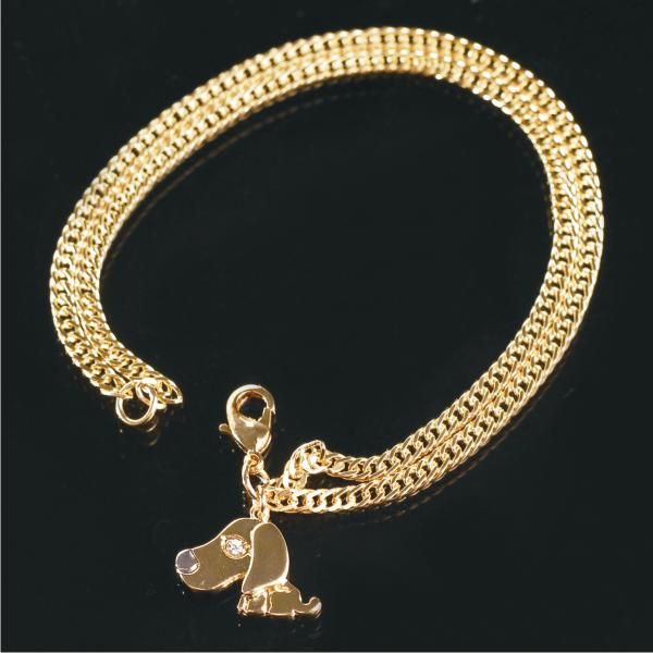 PULSEIRA 2 VOLTAS CACHORRINHO COM STRASS OURO 18K