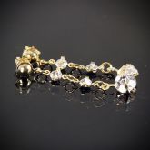 BRINCO COMPRIDO 3 STRASS OURO 18K