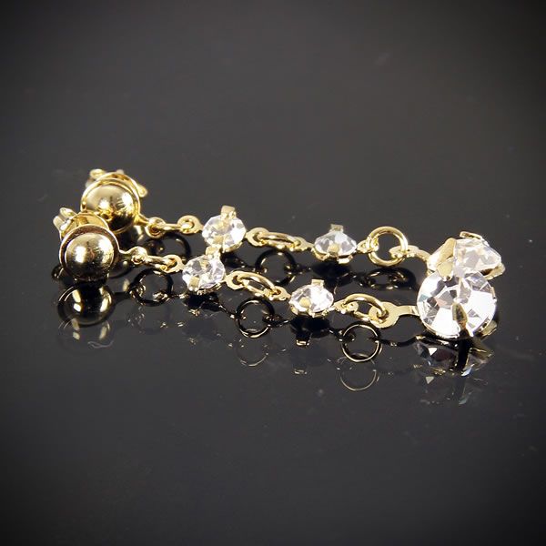 BRINCO COMPRIDO 3 STRASS OURO 18K