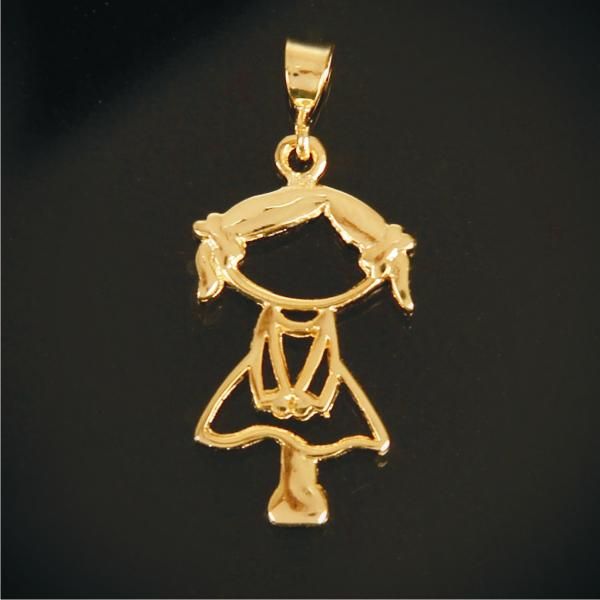 PINGENTE MENINA VAZADO DOURADO